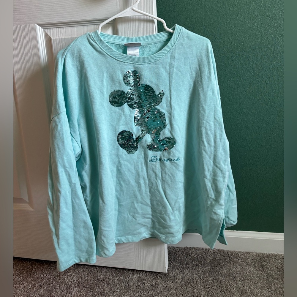 Disneyland Mickey Mouse blue sequin sweatshirt
Large-24 in. bust & 24 in. length